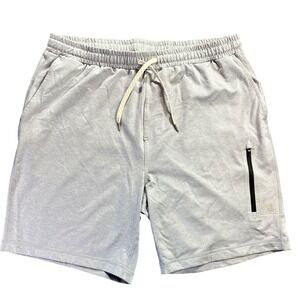 Vuori Mens Light Gray Performance Athletic Shorts Zipper Pockets Size XL‎